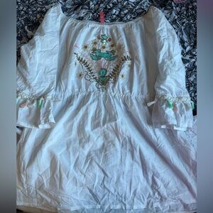 Embroidered White Boho Top